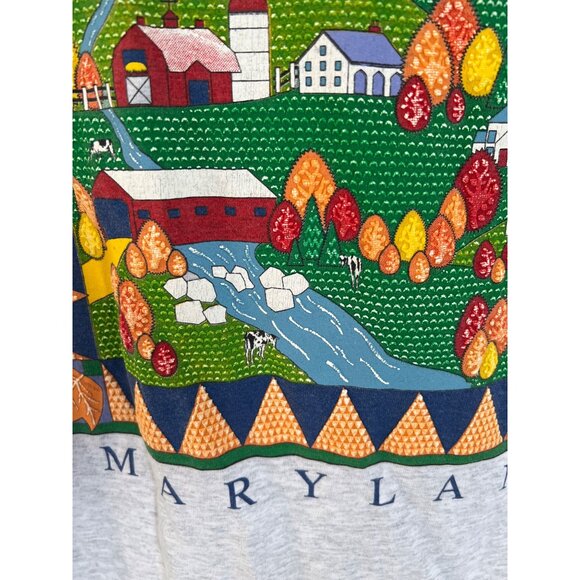 Vintage 1992 Single Stitch Maryland Fall Themed Short Sleeve T-shirt Size XL - Picture 5 of 10